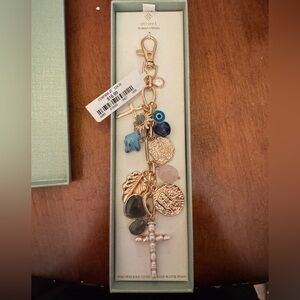 Atterri Gold bag Charm with Blue Accents